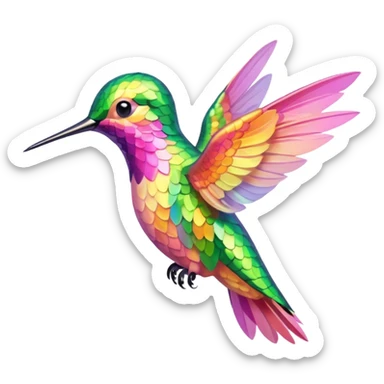 peach pink and yellow-green humming bird sticker