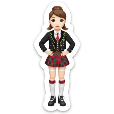 Highland dancing argyle just over the knee socks, blouse, highland dancing jacket, tartan miniskirt and highland dancing shoes sticker
