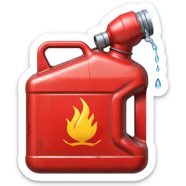simple red gasoline canister plain pouring drops of diesel sticker