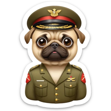 pug in military outfit as a soldier   sticker