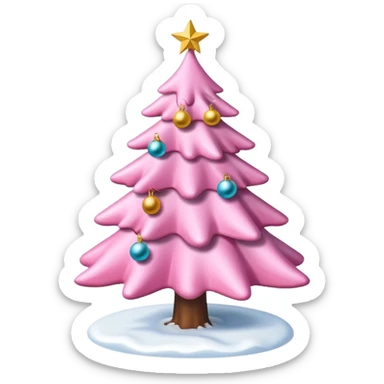 Pink Christmas tree with snow on it sticker