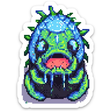 spiky slime monster pixel art sticker
