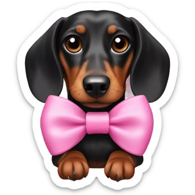 Black and brown dachshund wearing a pink bow on it’s head  sticker