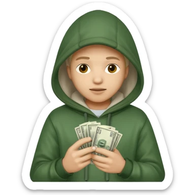 Hooded emoji on their phone making money sticker