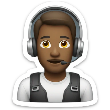 man with headset and mic sticker