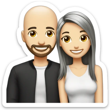 Happy-secret-couple-bald-guy-with-beard-with-emo-girl sticker