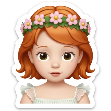 baby with flower tiara ginger sticker