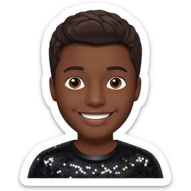 Nathan Morris from Boyz II Men with dark brown hair, black sequin outfit sticker