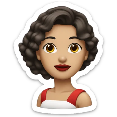 mujer de cabello corto oscuro con labios rojos sticker