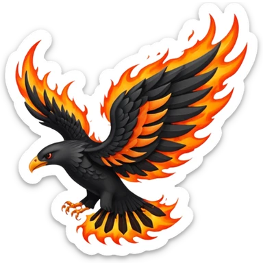 A black wing on fire sticker