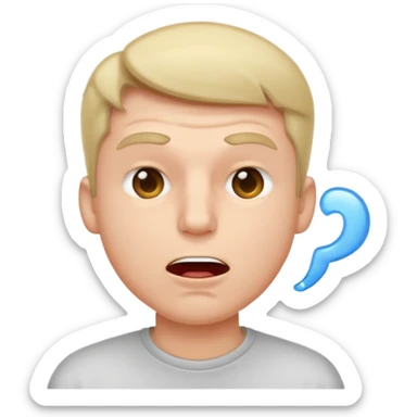 A male with squinting eyes but the mouth is blowing out sticker