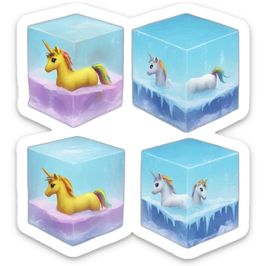 rainbow-unicorn-in-water-frozen-cube sticker
