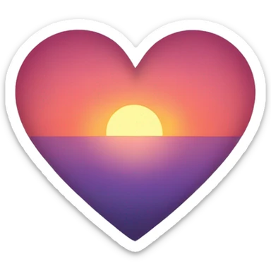Un corazon con el color del atardecer sticker