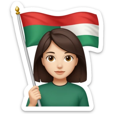 Una ragazza mora chiara con capelli medi mori con la bandiera della bulgaria tra le mani sticker