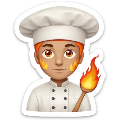 chef with blazing fire eyes, wearing chef hat sticker