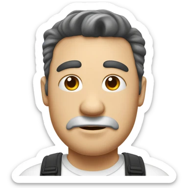 creame un emoji de un hombre casi gordito de piel blanca y con cabello rulo un poco g sticker