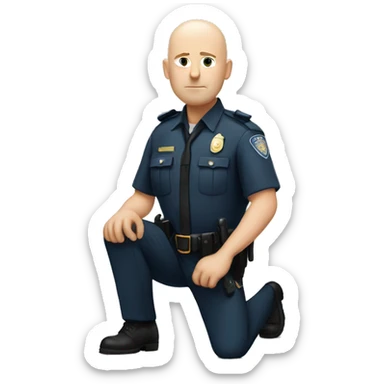 white bald police man kneeling  sticker