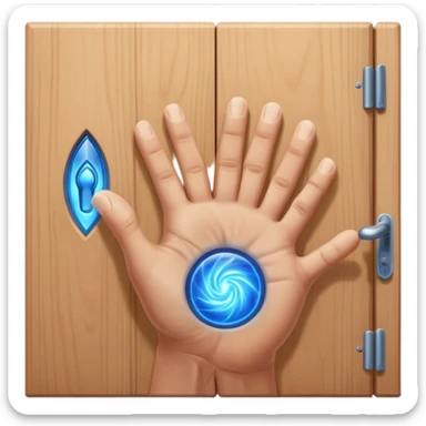 *"A closed door, a determined hand knocking—where knuckles meet wood, an intense blue magical energy pulses outward. Success isn’t about waiting; it’s about knocking until the world answers."*   sticker