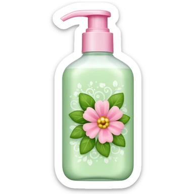 light green and pink floral shampoo sticker