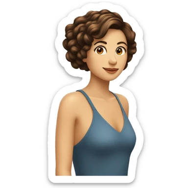 garota morena de cabelos cacheados na altura do ombro castanhos sticker