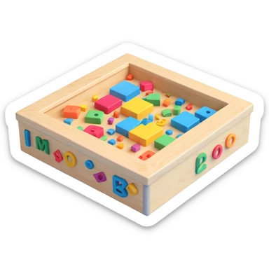modern 3D box inspired by Etch A Sketch with a unique twist, colorful stickers coming out of the box, playful, creative, tech-forward, hinting at AI sticker