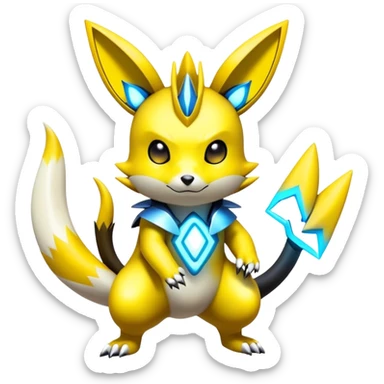 Shiny Futuristic Colorful Pichu-Raichu-Renamon-Zeraora-hybrid-creature sticker