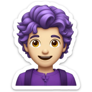 Un garçon qui sourit avec des dent de vampire les cheveux degradé violets sticker