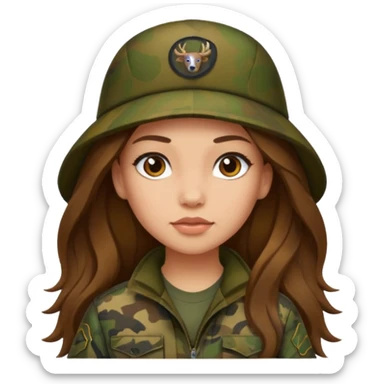 Light skin Long brown haired camo girl hunter sticker