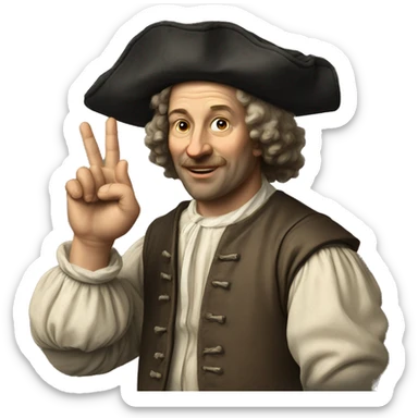 dutch man 17th century making ok sign sticker