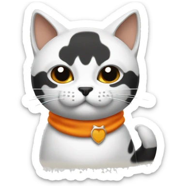 gato blanco con manchas negras y un gato naranja abrazados sticker