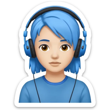 blue haired earringed heaphone wearing sticker