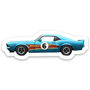 66 mustang racing a Pontiac firebird sticker
