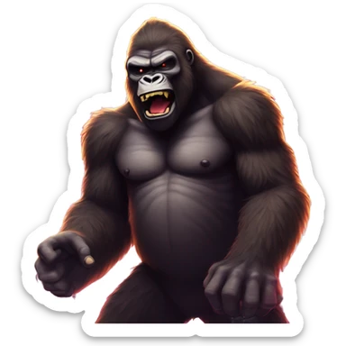 king kong at a rave with lazer lights sticker