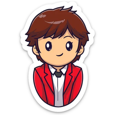 Kiyotaka Ayanokoji from Classroom of the Elite, calm and emotionless expression, brown hair with bangs, sharp eyes, wearing red school blazer with white shirt sticker