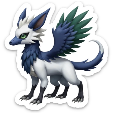 Shiny Black Grey White and Dark-Green Trico-Nargacuga-Silvally-Absol-fusion (full body) sticker