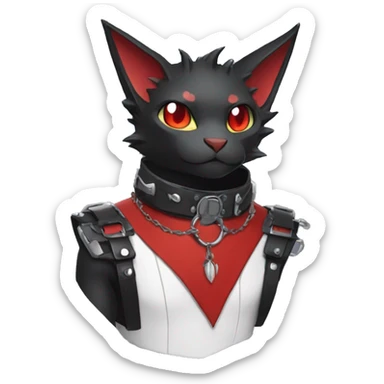 cool edgy black punk red ethereal fantasy nargacuga-bat-cat-Fakemon collar harness full body sticker
