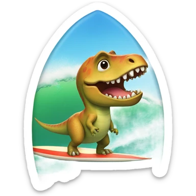 A dinosaur in a surfboard  sticker