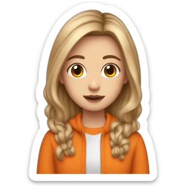 A MENACE NAMED SOPHIE, WHITE GIRL WEARING AN ORANGE JUMPER WITH LONG BROWN HAIR sticker