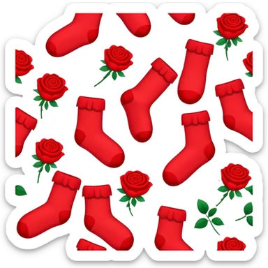 A red socks with red roses partern sticker
