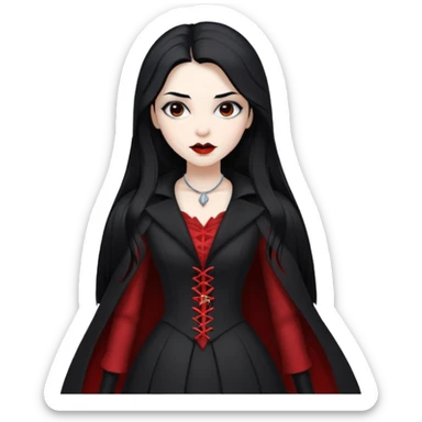 Women Vampire with black & white coat dress sticker