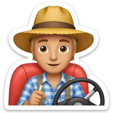 GRANJERO MANEJANDO AUTO sticker