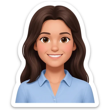 french white happy long haired brunette girl  sticker