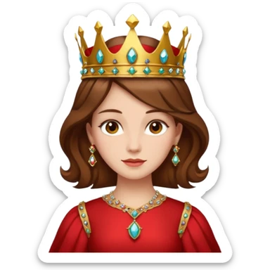 Renaissance lady – brown hair in jeweled crown, red dress with gold trim sticker