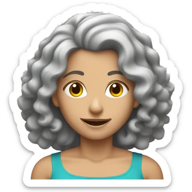 Caucasian women with curly gray hair lifting weights sticker