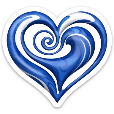 Dark blue and white mixed heart sticker