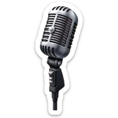 Create a vibrant and dynamic emoji that represents pop vocal performance without people. The design should feature a close-up of a classic stage microphone (retro-style) with a lanyard, set against a stage background. Add concert lighting, a celebratory salute of confetti or fireworks in the background, and musical notes forming a ribbon, symbolizing the performance and creativity of pop vocals. Include subtle elements like a formal stage costume to emphasize the professional aspect. Use bright, bold colors like gold, red, and neon to reflect the energetic and glamorous nature of pop vocal performance. The background should be transparent. sticker