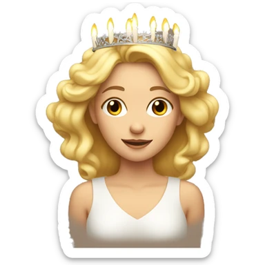 Blonde girl with crown of candles  sticker