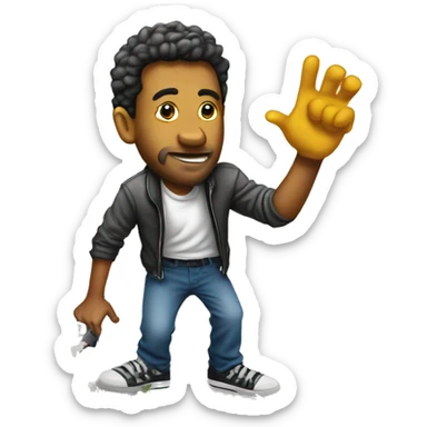 man doing graffiti on wall sticker