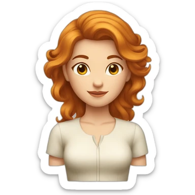 Fille cheveux châtain roux long sticker