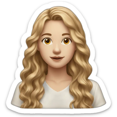 20 year old white woman with light brown long wavy hair sticker